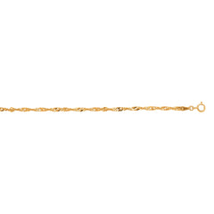 10K Yellow Gold 2.2mm Singapore 7 Chain Bracelet with Spring Ring Clasp