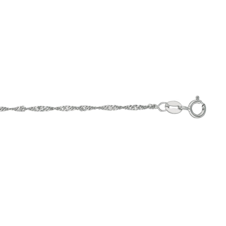 10K White Gold 1.5mm Singapore 18 Chain with Spring Ring Clasp