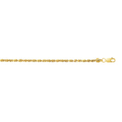 10K Yellow Gold 2.5mm Diamond Cut Lite Rope 24 Chain with Lobster Lock
