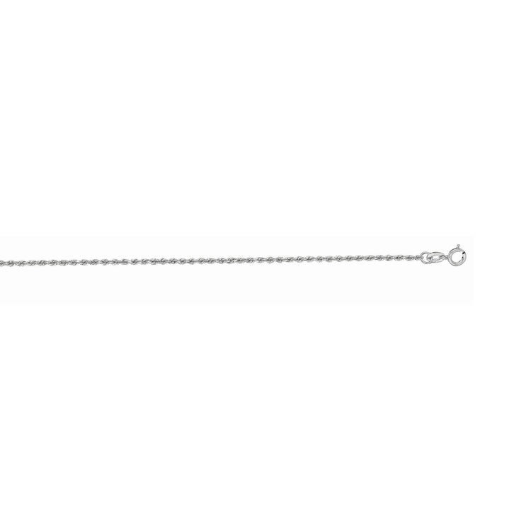 10K White Gold 1.4mm Solid Diamond Cut Royal Rope 18 Chain with Spring Ring Clasp