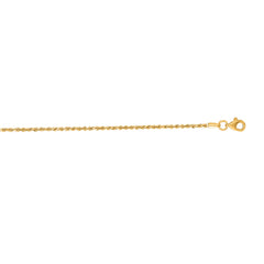 10K Yellow Gold 1.6mm Solid Diamond Cut Royal Rope 22 Chain with Lobster Lock