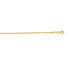 10K Yellow Gold 1.8mm Solid Diamond Cut Royal Rope 10 Chain Anklet with Lobster Lock