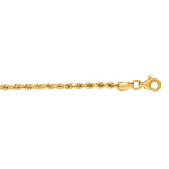 10K Yellow Gold 2mm Solid Diamond Cut Royal Rope 18 Chain with Lobster Lock