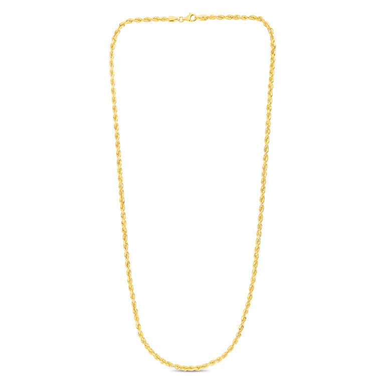 10K Yellow Gold 3.5mm Solid Diamond Cut Royal Rope 8 Chain Bracelet with Lobster Lock