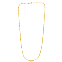 10K Yellow Gold 3.5mm Solid Diamond Cut Royal Rope 24 Chain with Lobster Lock