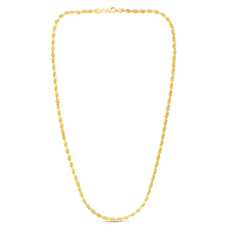 10K Yellow Gold 5.0mm Solid Diamond Cut Royal Rope 20 Chain with Lobster Lock