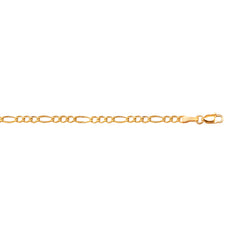 10K Yellow Gold 2.6mm Figaro 7 Chain Bracelet with Lobster Lock