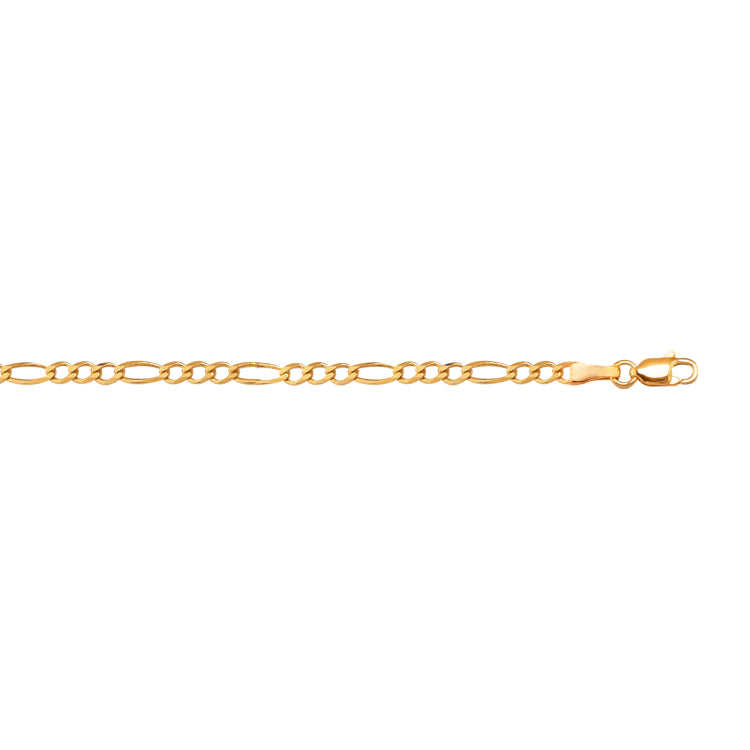 10K Yellow Gold 2.6mm Figaro 18 Chain with Lobster Lock