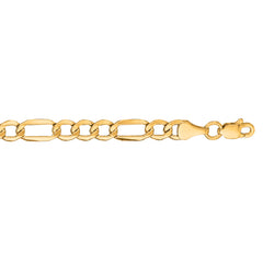 10K Yellow Gold 4.7mm Lite Figaro 7 Chain Bracelet with Lobster Lock