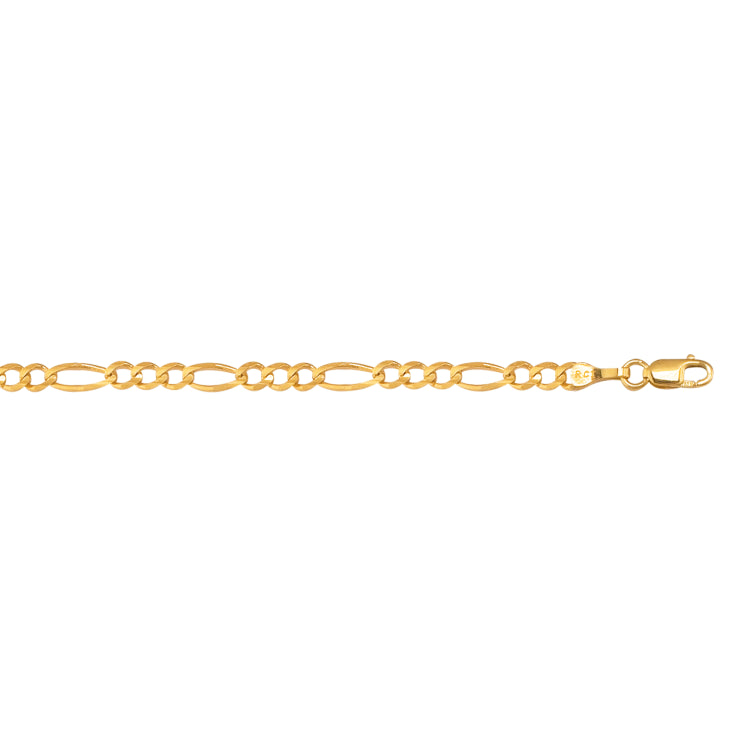 10K Yellow Gold 3.7mm Figaro 18 Chain with Lobster Lock
