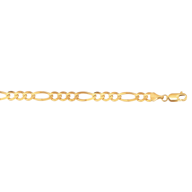 10K Yellow Gold 6.6mm Figaro 8.5 Chain Bracelet with Lobster Lock