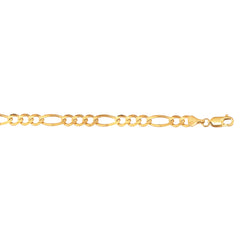 10K Yellow Gold 6.6mm Figaro 8.5 Chain Bracelet with Lobster Lock