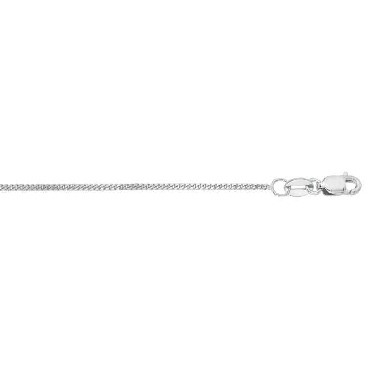 10K White Gold 1mm Gourmette 24 Chain with Lobster Lock