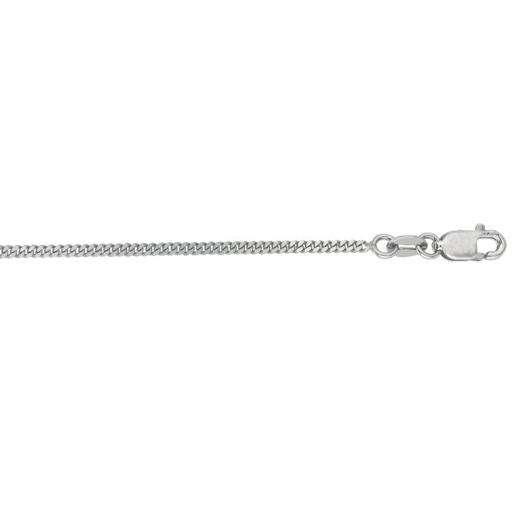 10K White Gold 1.4mm Gourmette 20 Chain with Lobster Lock