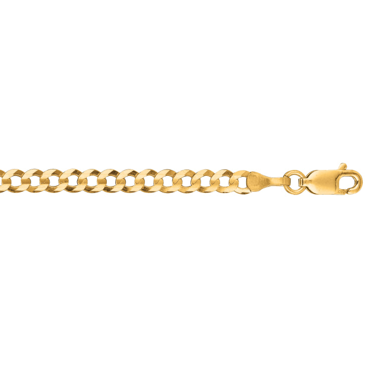 10K Yellow Gold 3.2mm Comfort Curb 22 Chain with Lobster Lock