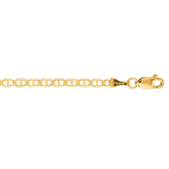 10K Yellow Gold 3.2mm Mariner 10 Chain Anklet with Lobster Lock