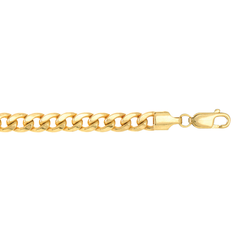 10K Yellow Gold 5.5mm Semi-Solid Miami Cuban 24 Chain with Lobster Lock