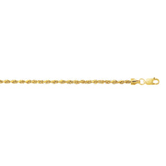 10K Yellow Gold 2.0mm Lite Rope 10 Chain Anklet with Lobster Lock