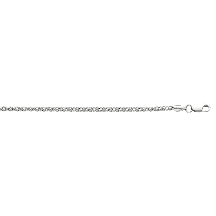 Sterling Silver 2.5mm Popcorn 18 Chain with Lobster Clasp