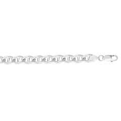 Sterling Silver 8mm Concave Mariner 8.5 Chain Bracelet with Lobster Clasp