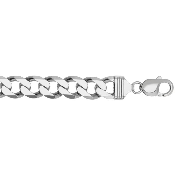 Sterling Silver 11.6mm Comfort Curb 24 Chain with Lobster Clasp
