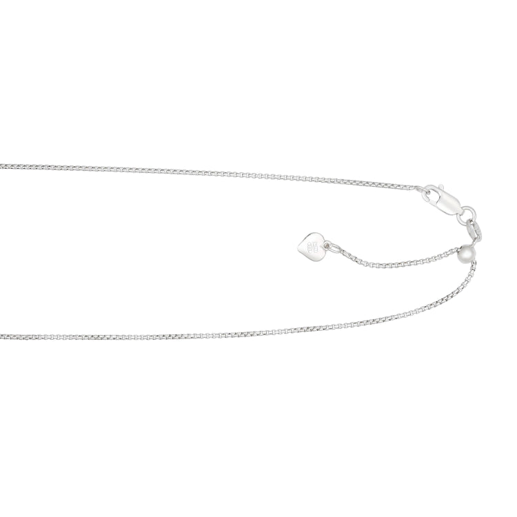 Sterling Silver 1.2mm Adjustable Round Box 22 Chain with Lobster Clasp