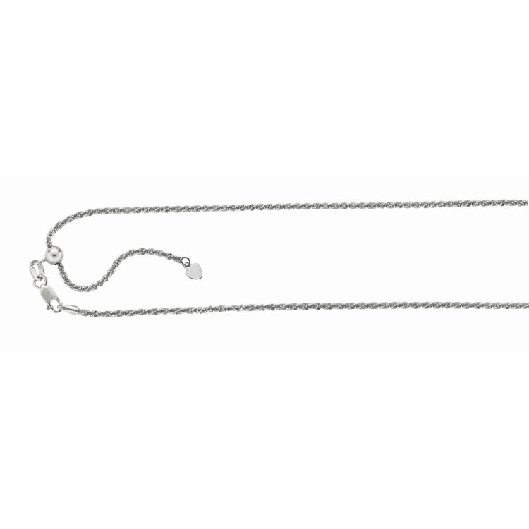 Sterling Silver 1.5mm Adjustable Sparkle 22 Chain with Lobster Clasp