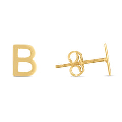 14K Yellow Gold Yours Truly Initial B Stud Earring