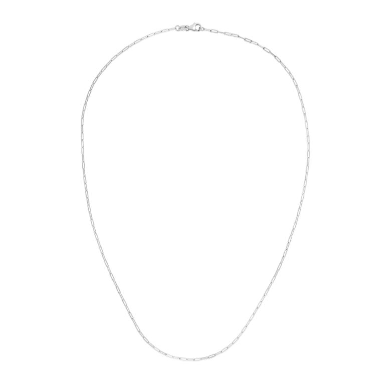 14K White Gold 1.5mm Paperclip 20 Chain with Lobster Lock