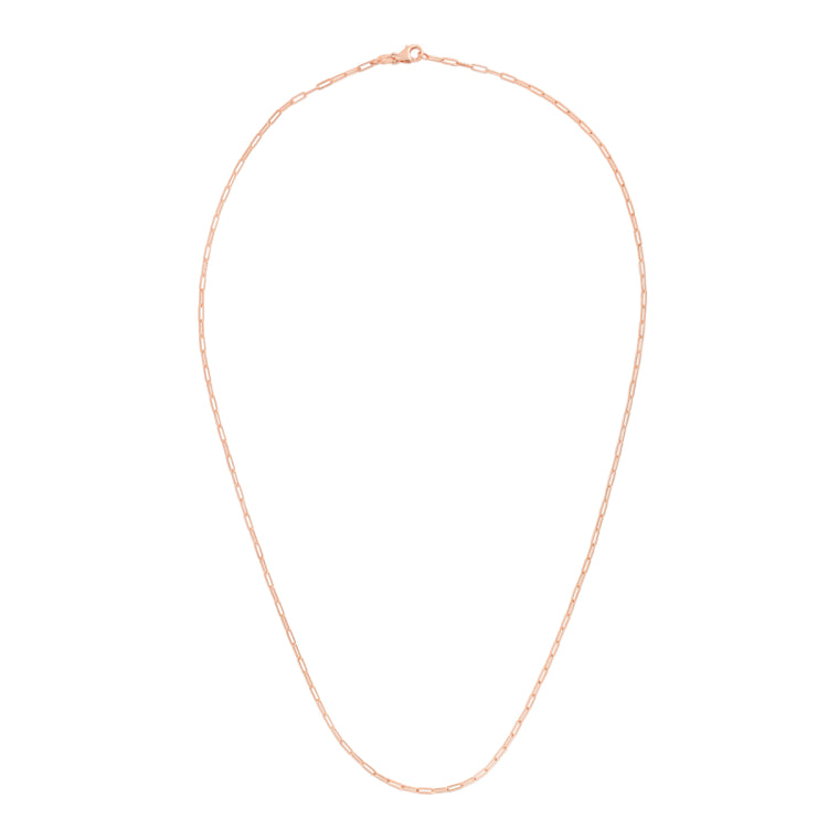 14K Rose Gold 1.5mm Paperclip 20 Chain with Lobster Lock