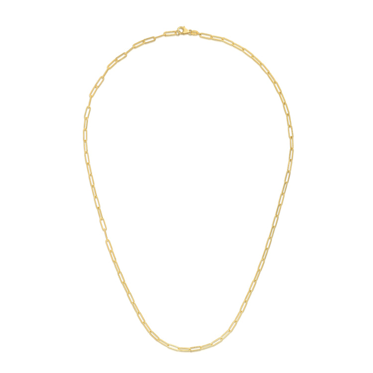 14K Yellow Gold 2.1mm Paperclip 24 Chain with Lobster Lock