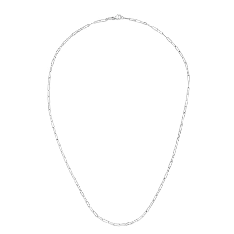 14K White Gold 2.1mm Paperclip 20 Chain with Lobster Lock