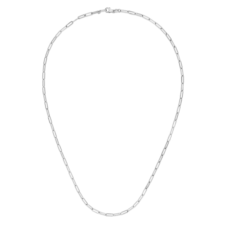 14K White Gold 20 2.5mm Paperclip Chain with Lobster Lock
