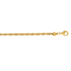 10K Yellow Gold 6mm 8.5 Diamond Cut Solid Royal Rope 8.5 Chain Bracelet with Lobster Clasp