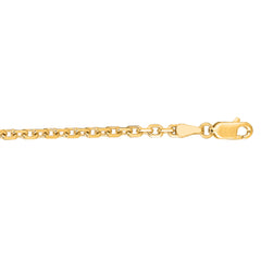14K Yellow Gold 2.6mm 24 Diamond Cut  Classic Cable Chain with Lobster Clasp