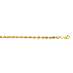 14K Yellow Gold 3.2mm 20 Diamond Cut Lite Rope Chain with Lobster Clasp