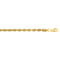14K Yellow Gold 4mm 18 Diamond Cut Lite Rope Chain with Lobster Clasp