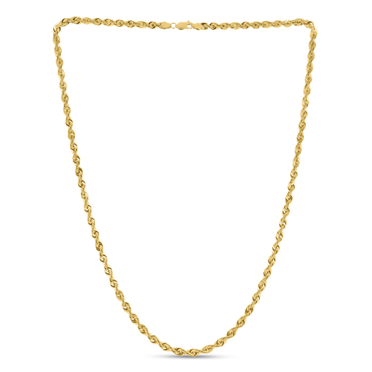 10K Yellow Gold 5mm 8 Diamond Cut  Semi-Solid Rope 8 Chain Bracelet with Lobster Clasp