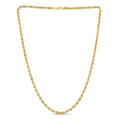 10K Yellow Gold 5mm 22 Diamond Cut  Semi-Solid Rope Chain with Lobster Clasp