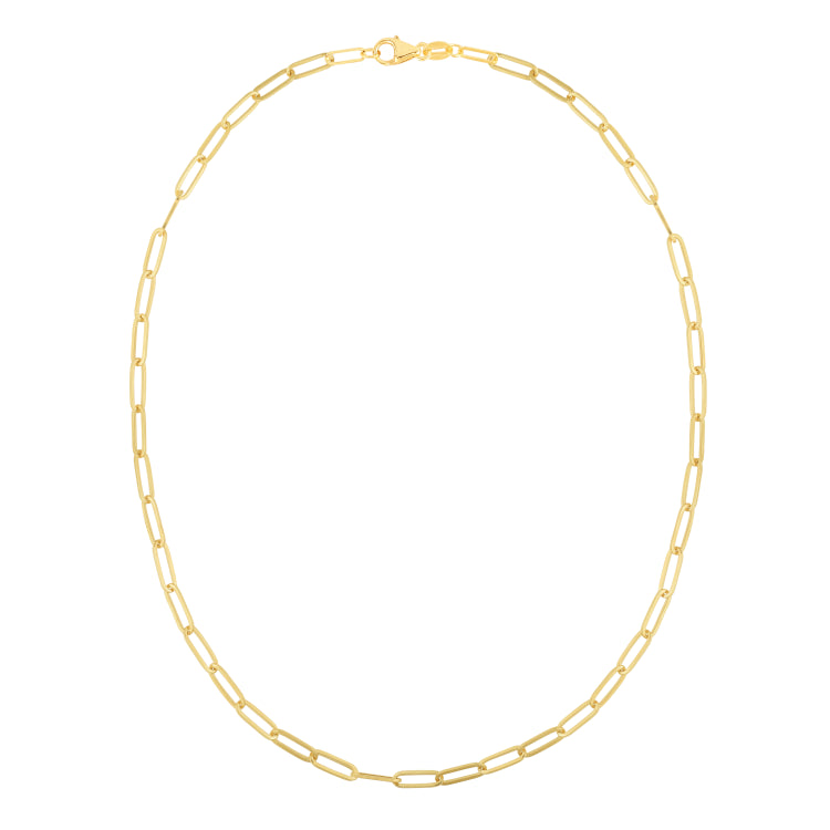 14K Yellow Gold 4mm Paperclip 7.25 Chain Bracelet