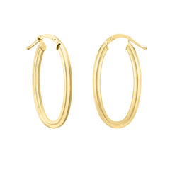 14K Yellow Gold Oval Concentric Hoops