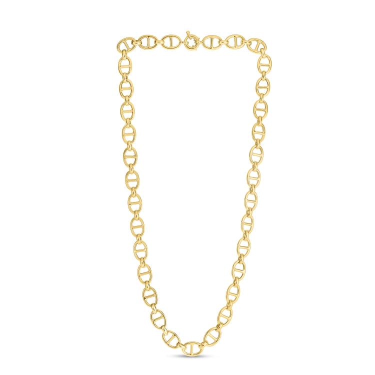 14K Yellow Gold 8.8mm Mariner Link 7.5 Bracelet with Spring Ring Clasp