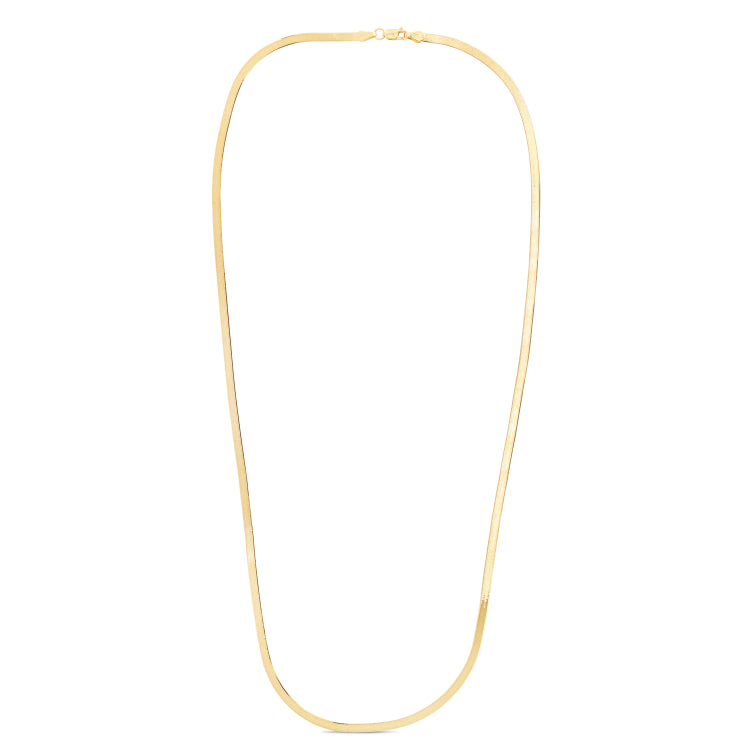 14K Yellow Gold 1.5mm Polished Beveled Herringbone 10 Chain Anklet with Lobster Clasp