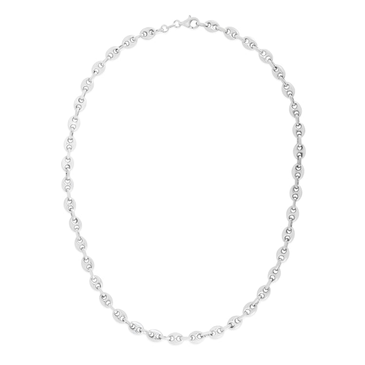 Sterling Silver 6.4mm Polished Lite Puffed Mariner 7 Chain Bracelet with Lobster Clasp