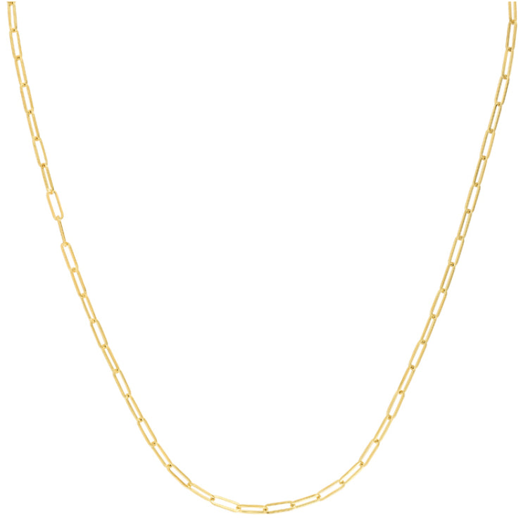 10K Yellow Gold 2.5mm Paperclip 24 Chain with Lobster Lock