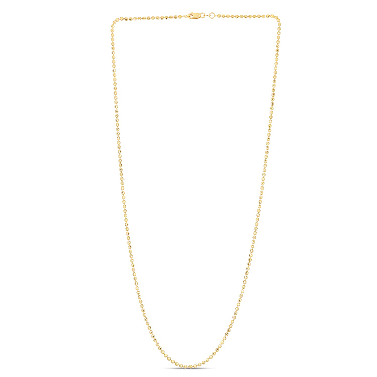 14K Yellow Gold 2mm Moon 24 Chain Necklace with Lobster Clasp