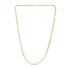 14K Two-tone Gold 3.2mm Round Pave Franco 24 Chain Necklace with Lobster Clasp