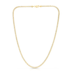 14K Two-tone Yellow Gold 20 3.3mm Fancy Ice Chain Necklace with Lobster Clasp