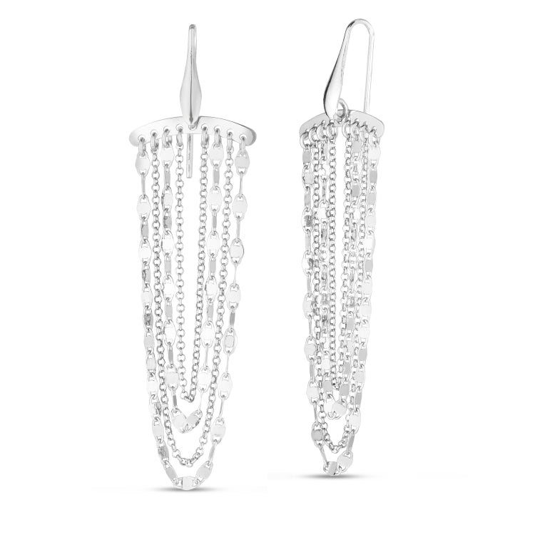 Sterling Silver Multi Strand Chain Drop Chandelier Earrings with Euro Wire