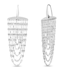 Sterling Silver Multi Strand Chain Drop Chandelier Earrings with Euro Wire